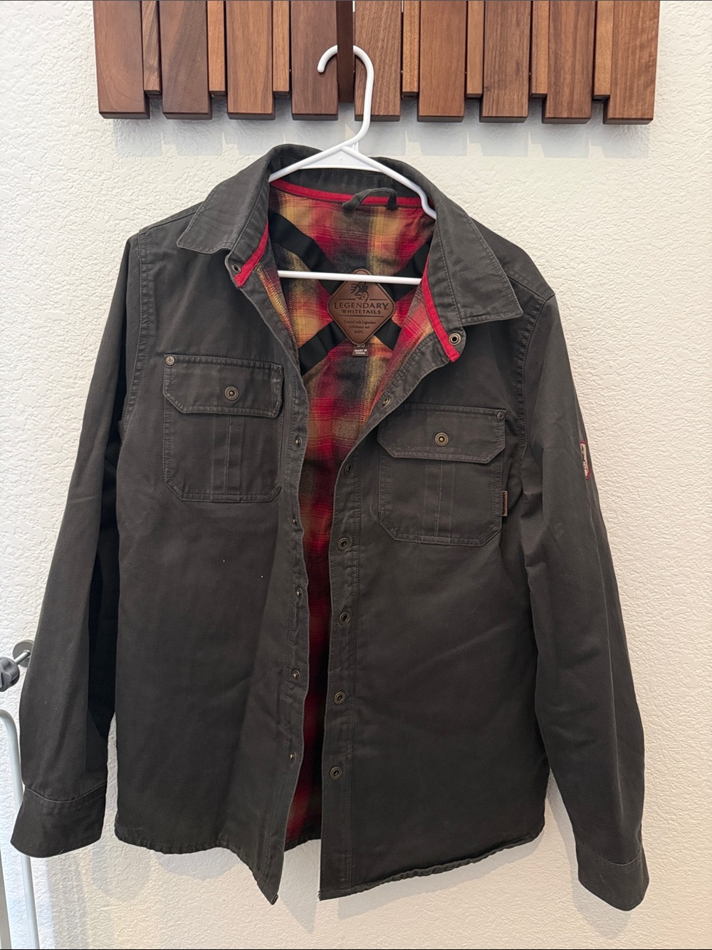 Legendary Whitetails Olive Field Jacket with Red Plaid Lining